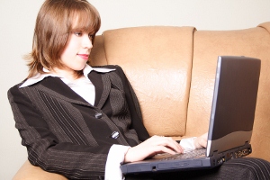 Portrait of a businesswoman when working. Shot in studio.