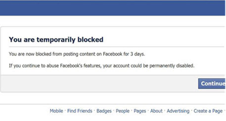 Facebook Temporarily Blocked