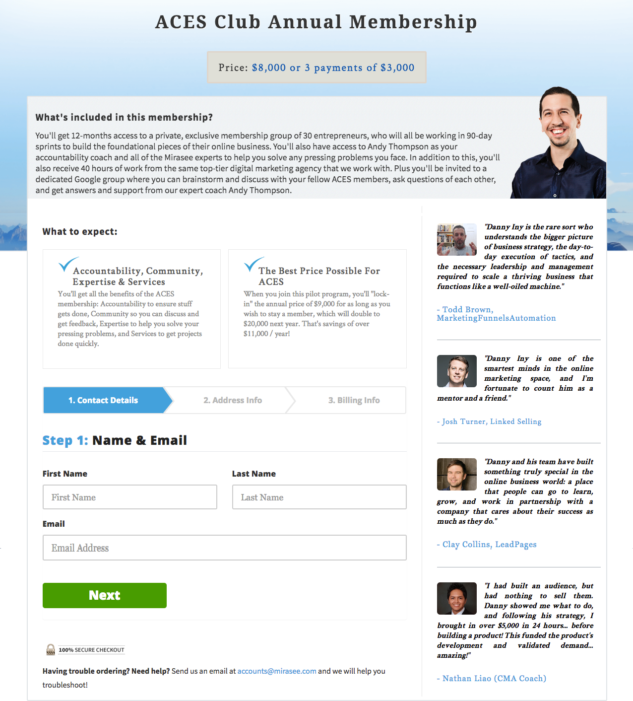 ACES Program Check-out Page