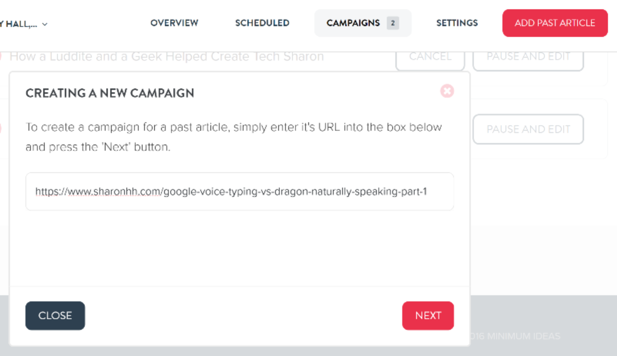 Create a new campaign page in MissingLettr