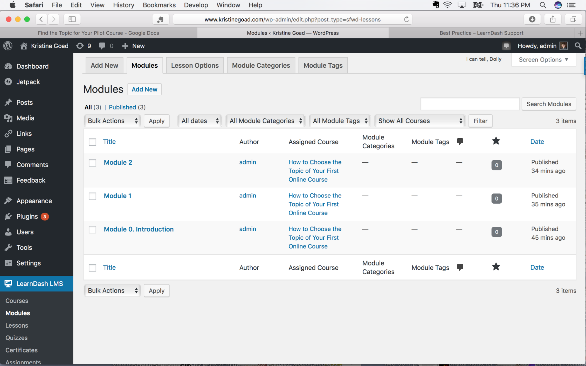 Screenshot of LearnDash plugin