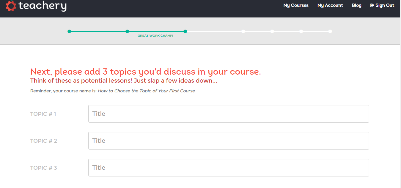 Teachery add course topics page