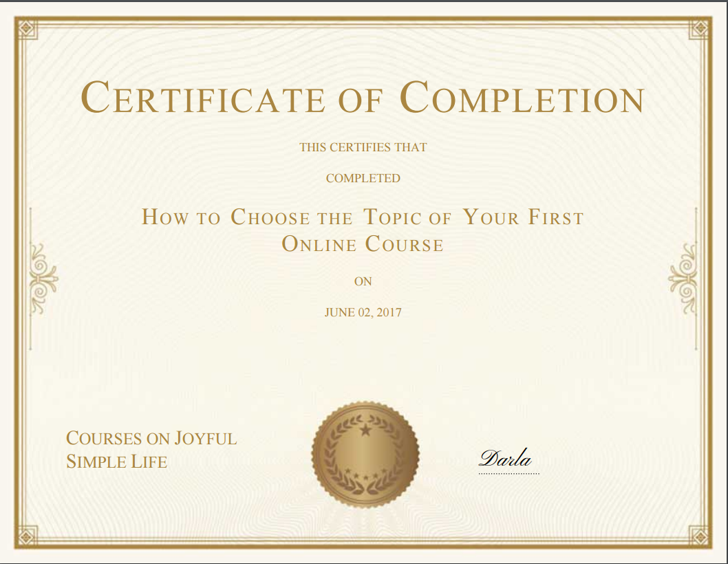 Zippy Courses Certificate of Completion