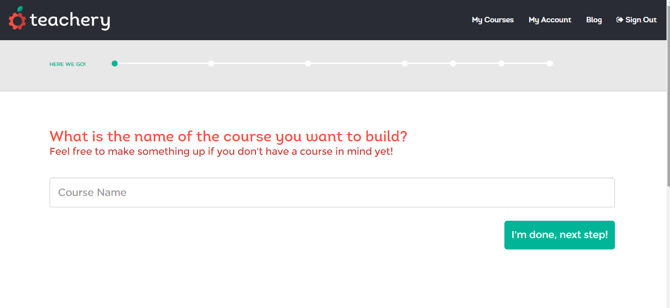 Teachery name your course page