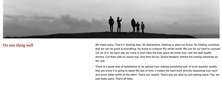 Huit Denim copywriting