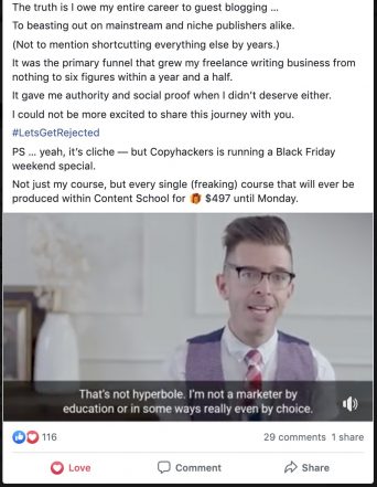Copyhacker Facebook ad