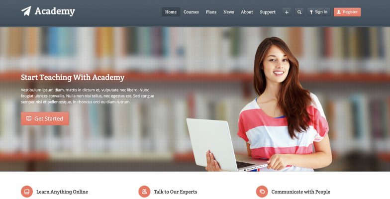 Screenshot of Academy theme
