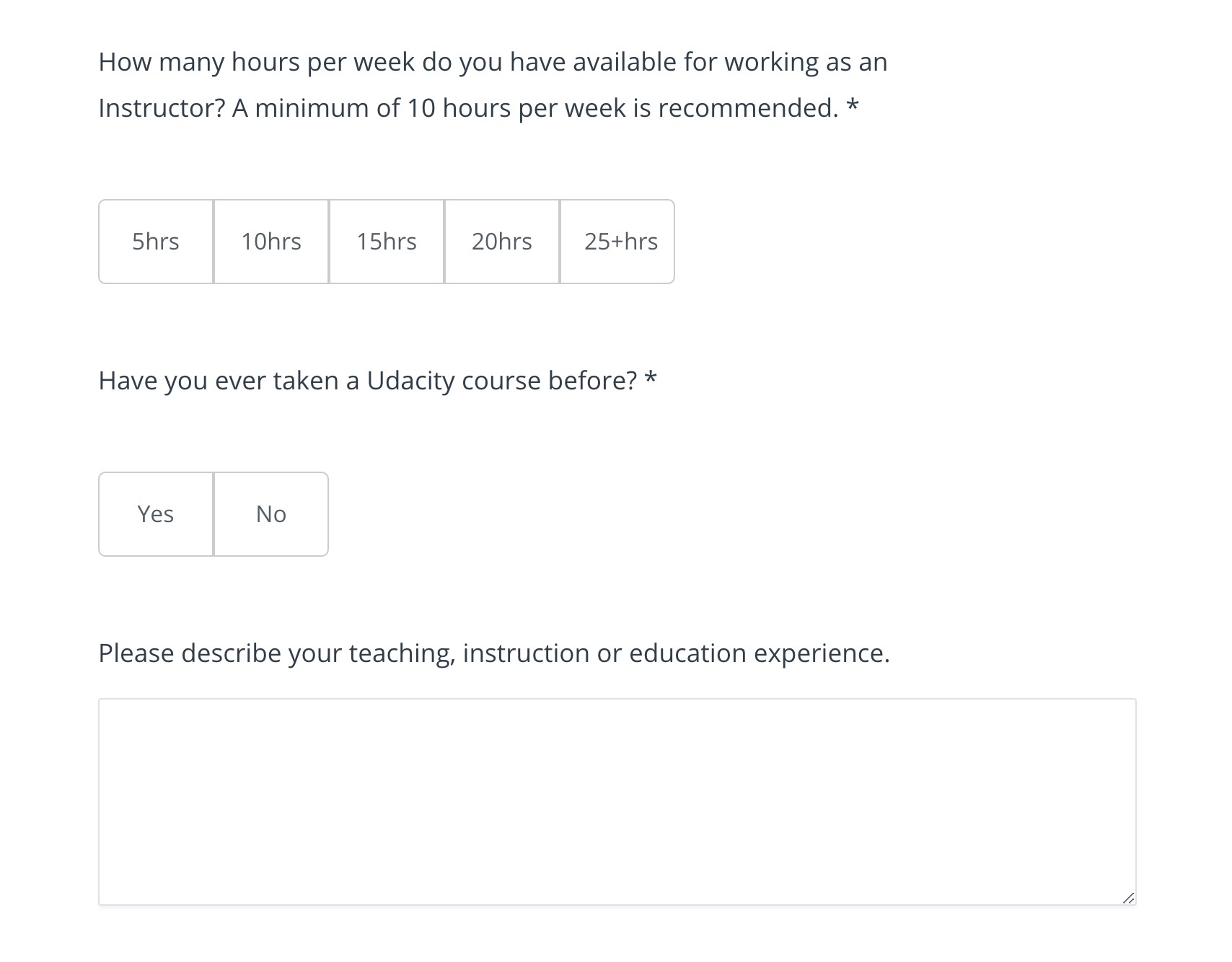 udemy questionnaire