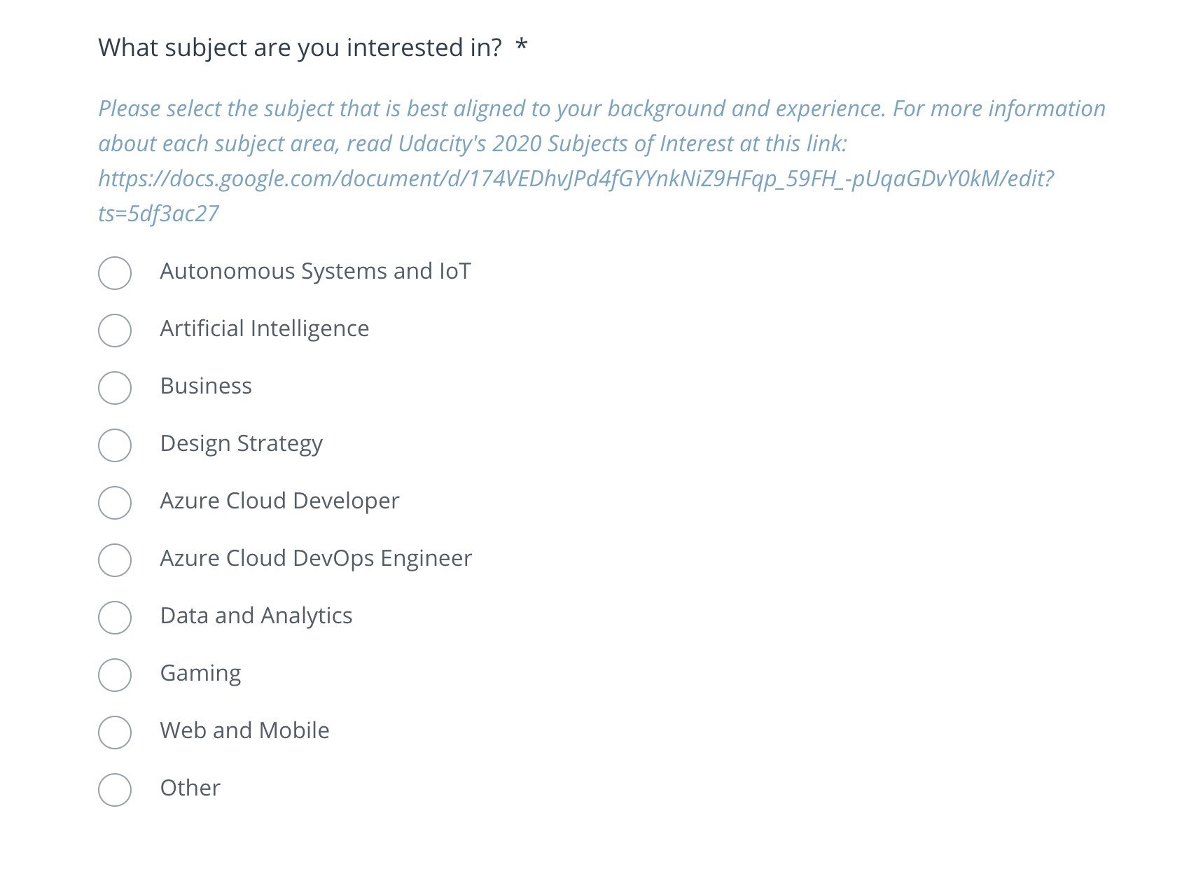 udacity subjects