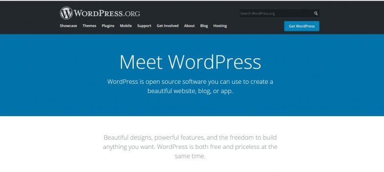 Screenshot of WordPress platform