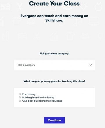 Skillshare create your class page