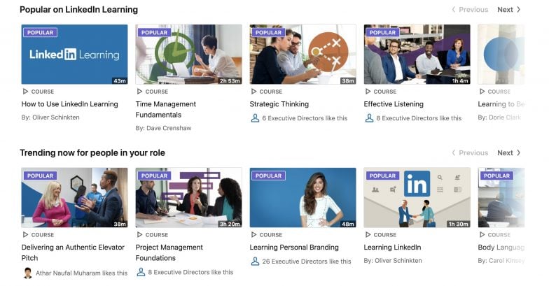 LinkedIn Learning course listing