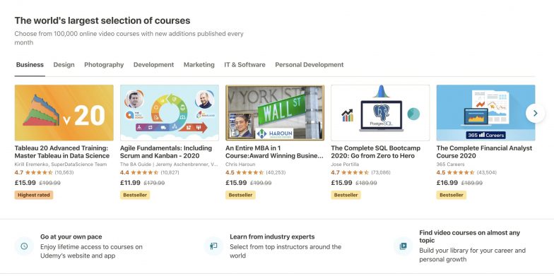 Listing of Udemy Business courses