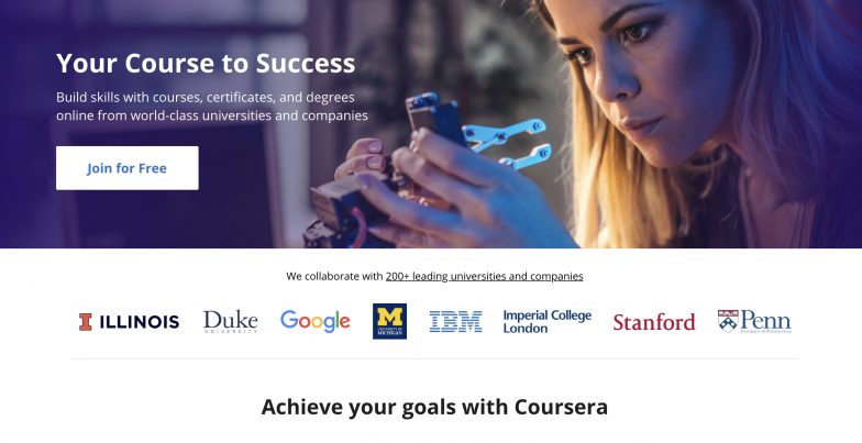 Coursera home page