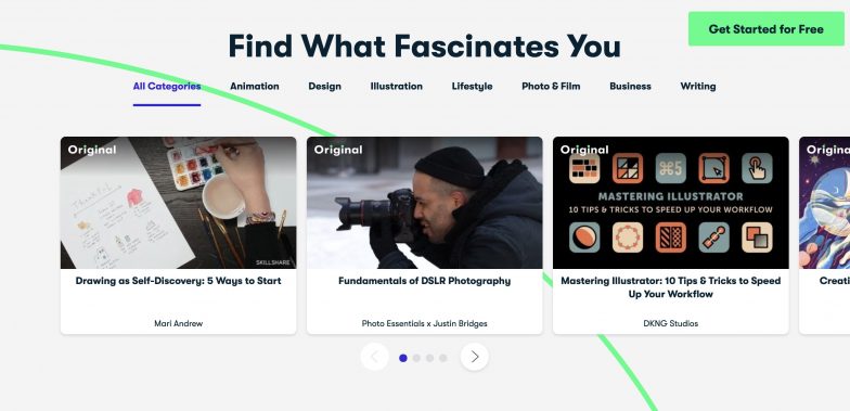 Skillshare homepage